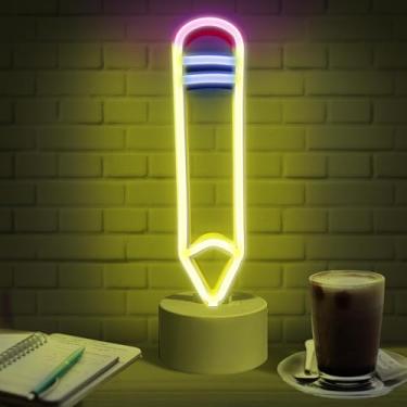 Imagem de Sinais neon de LED para lápis – luminária de mesa/mesa para sala de aula com suporte para quarto, sala de estudo, sala de jogos – luzes neon alimentadas por USB/bateria – luzes de sala de aula para