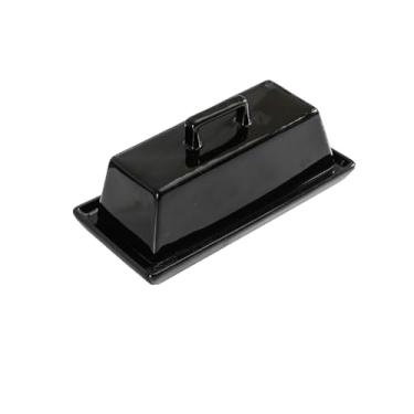 Imagem de Manteiga de cerâmica simples com tampa Prato de manteiga retangular com personalidade - preto brilhante