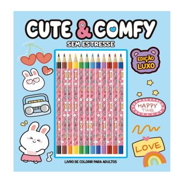 Imagem de Livro Infantil De Colorir - Cute & Comfy Sem desconforto - Edicao de Luxo - 12 Lapis de Cor
