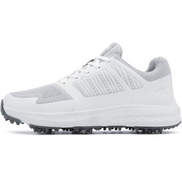 Imagem de DARIBOM Sapatos De Golfe Masculinos Com Suporte Arco Em Malha Respirável E Pontas, Tamanho 7,5-12 (Branco, 44)