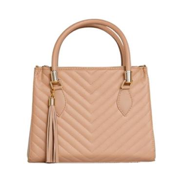 Imagem de Bolsa Feminina Media Transversal e de Mão Bordado Matelassê(Nude)