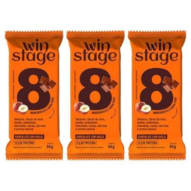 Imagem de Kit 3X: Barra de Proteína Chocolate com Avelã Sem Açúcar WinStage 54g
