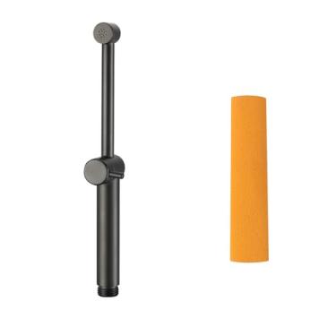 Imagem de Pulverizador de bidê de cabo longo de aço inoxidável para vaso sanitário, acessório de pulverização portátil preto fosco com alça ajustável para controle preciso da água