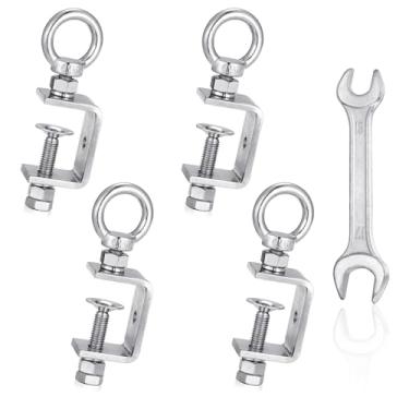 Imagem de Braçadeira de viga ajustável em C pequena com anel de parafuso M10 - Conjunto de braçadeira C de aço inoxidável 304 para soldagem, carpintaria DIY, plantas, uso ao ar livre e na mesa (design compacto