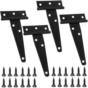 Imagem de Wopanxye Dobradiças para portão de jardim, 4 polegadas (100 mm) dobradiças em T com 6 furos com parafusos, ângulo aberto 270, revestimento à prova de ferrugem, para armários de janelas de porta de