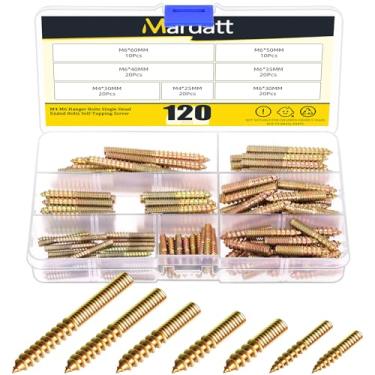 Imagem de Mardatt 120 Peças De Parafusos Suspensão M4 M6, Cabeça Dupla, Autoatarraxantes Para Móveis, Hastes Roscadas, M4X25, M4X30, M6X30, M6X35, M6X40, M6X50, M6X60