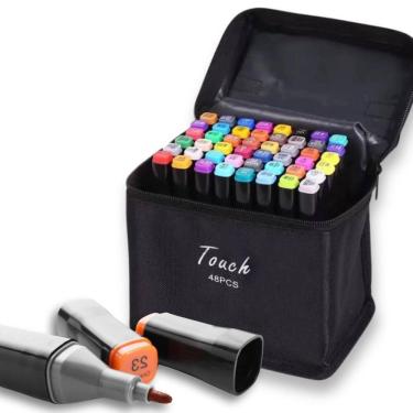 Imagem de Kit Canetas Marcador  permanete Para Colorir Com Ponta Dupla  80 Cores 