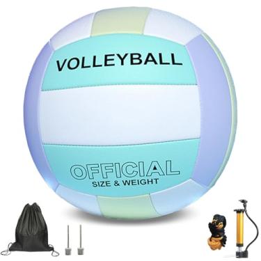 Imagem de ZLY Voleibol, bolas de vôlei oficiais tamanho 5 para ambientes internos e externos, bolas de vôlei de toque suave para praia, jogo de treinamento de sinuca com bomba de bola (verde claro)