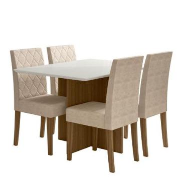 Imagem de Sala de Jantar Helo 120x90 Com Vidro 4L Cadeiras Jade Poliman Móveis, 