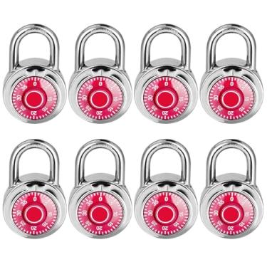 Imagem de Fechadura de combinação, trava de combinação de mostrador padrão LQYN , pacote com 8; placa giratória, 5 cm de largura, combinação fixa de três digitais, para escola, academia e armário, caixa de