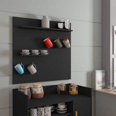 Imagem de Painel Cantinho Do Café C- Prateleiras E Suporte Para Xícaras E Canecas Preto