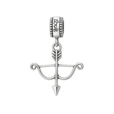 Imagem de Berloque de arco e flecha para tiro com arco - pingente banhado a prata - compatível com pulseiras Pandora, Troll, Chamilia e europeias - Joias e acessórios para tiro com arco - Presente para