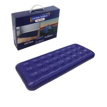 Imagem de Colchao Inflavel Solteiro Camping + Kit Reparo Cor Azul Top