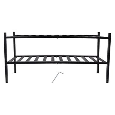 Imagem de 2 Caminhada Rack de sapato empilhável Organizador de armazenamento de sapatos de bambu à prova d'água para sala de estar da varanda de armário preto 13 x 11 x 27,2 polegadas