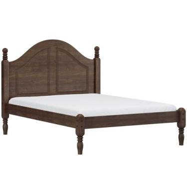 Imagem de Cama Casal 140cm Com Cabeceira Pé Madeira Eduarda Café F07 - Mpozenato