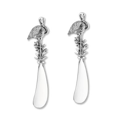 Imagem de UP ware Conjunto de espalhador de queijo Flamingo americano, espalhadores de manteiga de liga de zinco com alças decorativas para queijo, creme e molhos, prata, 12 cm, conjunto de 2