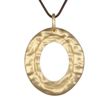 Imagem de joymiao Colares boêmios femininos longos de couro com pingente grande, joia hippie boho, colar com pingente, Couro sintético, Sem Pedra Preciosa