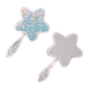 Imagem de lasenersm 2 peças de espelho portátil de viagem espelho de mão cosmético em forma de estrela com glitter espelho de maquiagem de viagem espelho portátil espelho cosmético de plástico espelho de