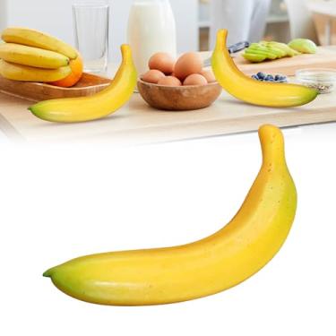 Imagem de Banana falsa, banana de plástico, bananas amarelas artificiais, isopor, bananas falsas de simulação relística, planta falsa, fruta de plástico para decoração de casa e cozinha (1 banana)