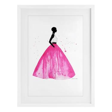 Imagem de Stupell Industries Saia de baile rosa impressão emoldurada branca sob o vidro design por Simone Elum, 23 x 17