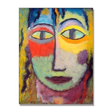 Imagem de NHLDZYH Alexej von Jawlensky impressões artísticas - pintura retrato - (cabeça de uma mulher 8) - pôster de decoração de parede vintage. 60x80cm-23,7x31,5 pol somente tela