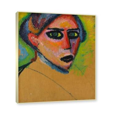 Imagem de Moldura de champanhe. Impressões de arte Alexej von Jawlensky - Pintura de retrato - (rosto feminino) - Pôster de decoração de parede vintage. 50 x 60 cm - 19,6 x 23,6 pol