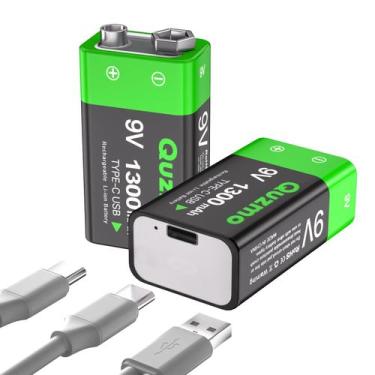 Imagem de Baterias de íon de lítio recarregáveis de 9 V Quzmo 1300mAh (pacote co