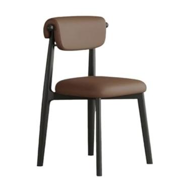 Imagem de Cadeira de jantar ergonômica com couro resistente a arranhões e enchimento de espuma de alta densidade (marrom)