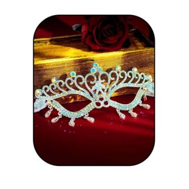 Imagem de Maeaccx Máscara de baile de máscaras para mulheres, festas à fantasia de strass iridescente, festa de carnaval