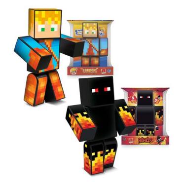 Imagem de Bonecos do jogo Mine athos e lopers 35 cm kit com 2 Craft - Algazarra