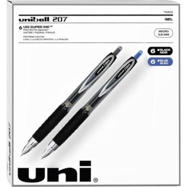 Imagem de Uniball Signo 207 - Gel Pen With 0.5mm Micro Point - 12 Count Includes 6 Black And 6 Blue Pens
