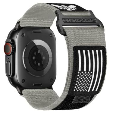 Imagem de Pulseiras de nylon compatíveis com Apple Watch para homens (cinza, 49 mm, 46 mm, 45 mm, 44 mm e 42 mm (Série 3 2 1))