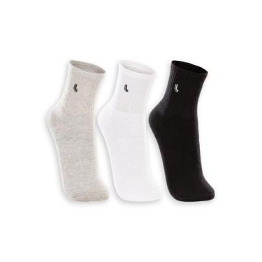 Imagem de Kit 3 Pares de Meias Esportiva Cano Médio Lupo 3148-089, Cinza, 41-44