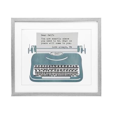 Imagem de Stupell Industries Impressão emoldurada inspiradora em forma de máquina de escrever para auto cinza por Annabelle Hall, 43 x 53 cm