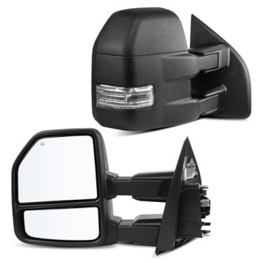Imagem de LLPTA Espelhos de reboque Drive & Paasenger com espelho Spotter inferior - Compatível com Ford F150 2015-2018 - Espelhos retrovisores laterais de seta aquecidos ajustáveis - Texturizado preto
