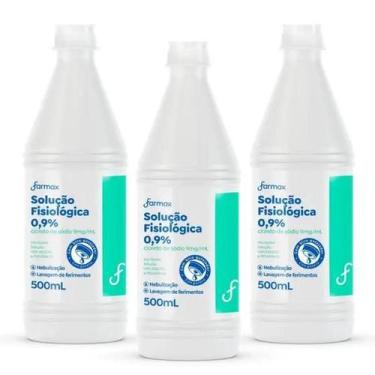 Imagem de kit com 3 Soro Fisiológico Cloreto De Sódio 500ml 0,9 - farmax