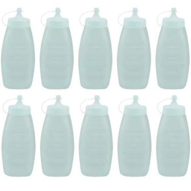 Imagem de Kit 10 Bisnaga Pote Plástico Para Maionese 220ml Com Tampa - Jaguar