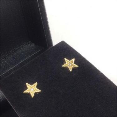 Imagem de Brincos Estrelinha Com Strass Central Banho Ouro 18k 2244 - Très Chic 