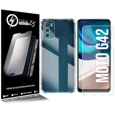 Imagem de Película Vidro + Capa COM BORDA Compatível Moto G42 XT2233 6.4 - Cell 
