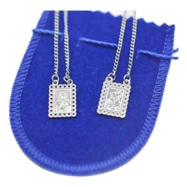 Imagem de Escapulário São Jorge E Sagrado Coração Jesus Aço Inox 60cm - Papillon