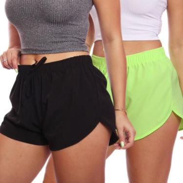 Imagem de Kit 2 Shorts Curto Feminino Tactel Praia Piscina Academia Corrida - Ad