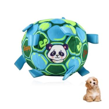 Imagem de LuckyOpt Bolas estridentes para cães, bola de futebol para cães de 15 cm com alças e sino interno para cabo de guerra, fácil de transportar, brinquedos macios para cães de raça pequena/média, tempo de