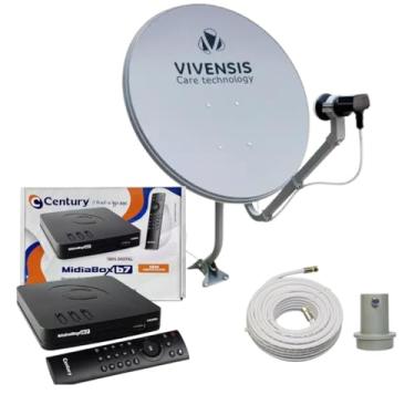 Imagem de Kit Antena - Receptor Digital Century Midiabox Lnbf 5g Ku Cabo Cor Preto 110v/220v