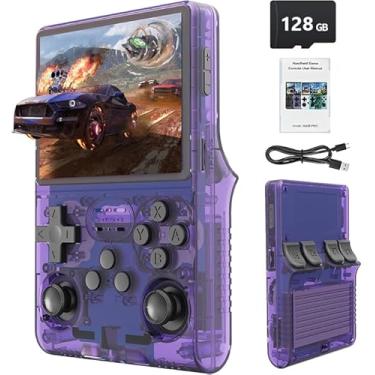 Imagem de Kuratix Console de Jogos R36S Portátil de 128 GB com Mais de 20.000 Jogos Clássicos, Tela HD MIPI IPS de 3,5 Polegadas e Bateria de 3500 mAh