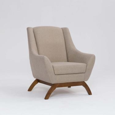 Imagem de Poltrona para Sala de Estar Base em Madeira Juliet Méscla Bege