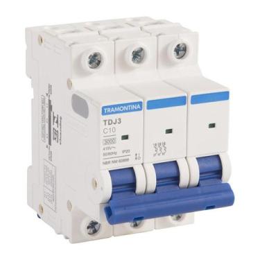 Imagem de Disjuntor Tripolar 10A Branco Din Tramontina