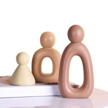 Imagem de 3-Piece Abstract Family of 3 Figurines | Home Decor Living Room, TV Stand Decor, Book Shelf Decor Knick Knacks for Shelves, Entry Way Table Statues for Home Decor (Gray)