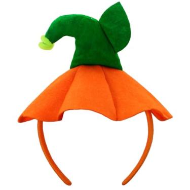 Imagem de Tepoobea Bandanas femininas de abóbora de feltro para o Dia das Bruxas, chapéu de abóbora para outono, acessórios de cabelo de Ação de Graças, acessório para fantasia de Halloween para cosplay, festas