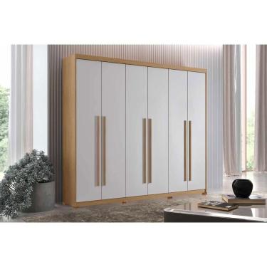 Imagem de Guarda Roupa Casal 6 Portas (4 Frisadas) E 2 Gavetas C/ Pés Hawaii Naturale - Rufato