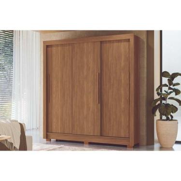 Imagem de Guarda Roupa Casal 3 Portas De Correr E 2 Gavetas C/ Pés Maringá Jatobá - Santos Andirá